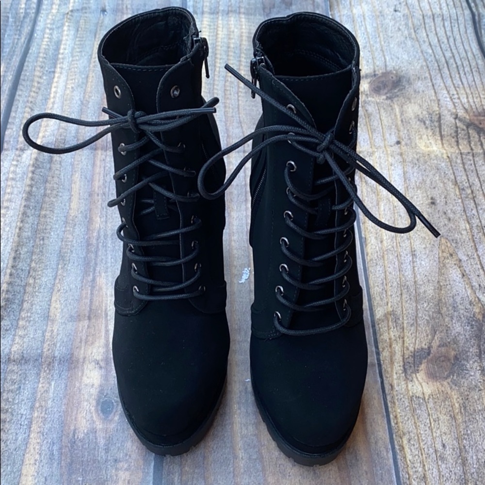 Wild Diva black lace heeled booties